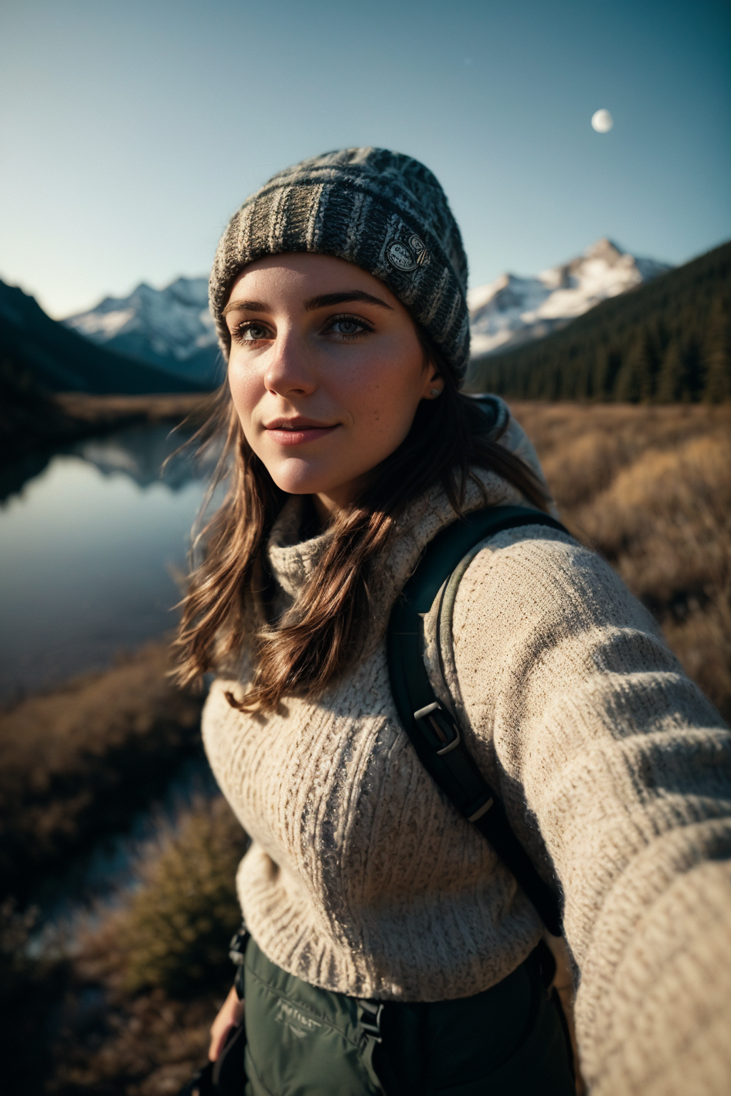 01777-304058531-1 woman((upper body selfie, happy)), masterpiece, best quality, ultra-detailed,  solo, outdoors, (night), mountains, nature, (st.png